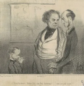 L'instituteur: votre fils me fera honneur!... 19th century. Creator: Honore Daumier