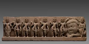 Central India Prints: Lintel with the Nine Planets: Navagrahas, 7th - 8th century. Creator: Unknown