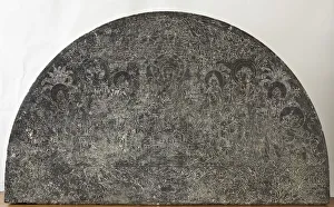 Republic Of China Gallery: Lintel possibly showing the Western Paradise of the Buddha Amitabha, Tang dynasty