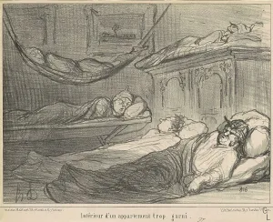 Bunk Prints: L'Interieur d'un appartement trop garni... 19th century. Creator: Honore Daumier