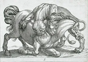 Biting Prints: A Lion Attacking a Horse, 1610. Creator: Hendrick Hondius I