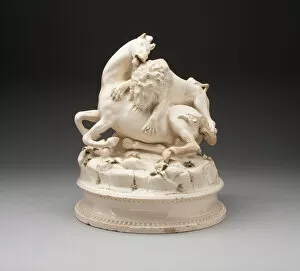 Lion Attacking Horse, Italy, 1789. Creator: Unknown