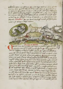 Biting Prints: A Lion in its Den and Animals Biting a Wolf; Fables