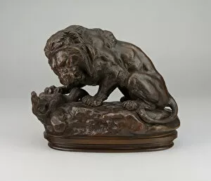 Antoine Louis Barye Collection: Lion Fighting a Serpent, 1847 / 55. Creator: Antoine-Louis Barye