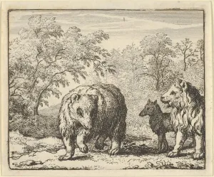 Murdered Prints: The Lion Frees the Bear and the Wolf, 1650-75. Creator: Allart van Everdingen