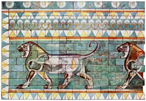 Wonders Of The Past Collection: The lion frieze from King Darius winter palace at Susa, Iran, 1933-1934