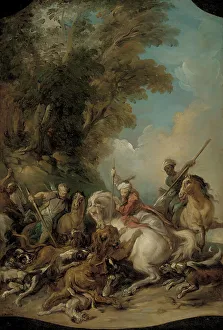 Lion Hunting Prints: The Lion Hunt, 1735. Creator: Jean Francois de Troy