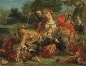 Rocky Landscape Prints: The Lion Hunt, 1855