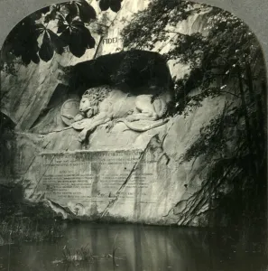 The Lion of Lucerne, a Memorial Statue in Living Stone, Switzerland, c1930s The Lion of Lucerne, a Memorial Statue in Living Stone, Switzerland, c1930s
