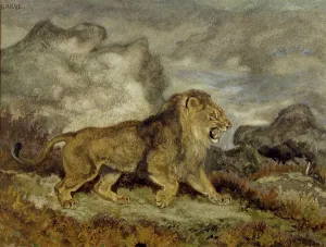 Predator Prints: Lion and Serpent, c1840. Creator: Antoine-Louis Barye