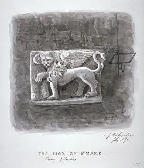 Charles James Richardson Gallery: The Lion of St Mark, Tower of London, 1871. Artist: Charles James Richardson