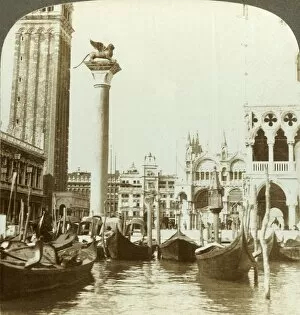 Piazza San Marco Collection: The Lion of Venice beside San Marco, (north), Italy, c1909. Creator: Unknown