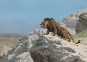 1824 1904 Prints: Lion on the Watch, c. 1885. Creator: Jean-Leon Gerome (French, 1824-1904)