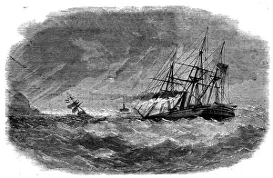 Rescuers Prints: Lisbon Bar during a Gale of Wind, 1858. Creator: Smyth