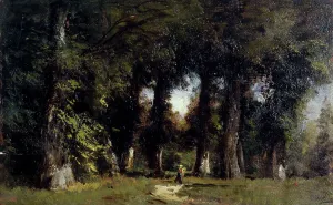 Ziem Felix Prints: Lisière de forêt (au recto), Paysage animé (au revers)