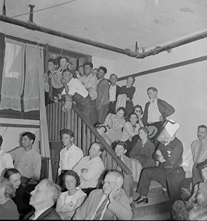 Listening to the speaker... Bakersfield, California, 1938. Creator: Dorothea Lange