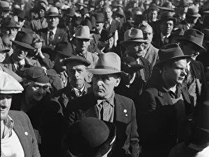 Benefit Prints: Listening to speeches at mass meeting of WPA workers