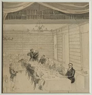 Alexander Pavlovich 1798 1877 Gallery: Literary Feasting in the bookstore of Aleksander Smirdin, 1832