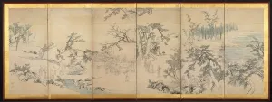 Ink And Slight Colour On Paper Prints: Literary Gathering in the Orchid Pavilion, late 1700s. Creator: Maruyama Okyo (Japanese
