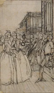 Introducing Gallery: Literary Illustration with Two Ladies and Two Gentlemen in a Street, n.d