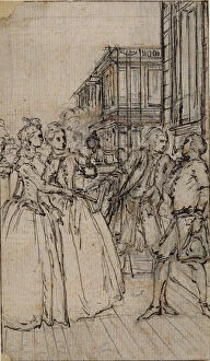 Literary Illustration with Two Ladies and Two Gentlemen in a Street, n.d