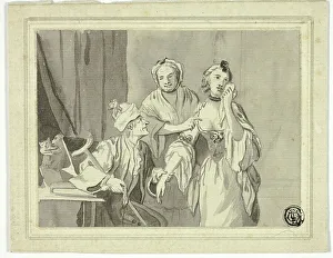 Callot Jacques Prints: Literary Illustration: Old Man Detaining Young Woman