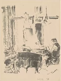 Workshop Gallery: The Lithographer, 1918. Creator: Frederick Childe Hassam