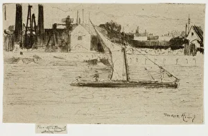 Sailing Barge Prints: The Little Barge, Chelsea, 1888-89. Creator: Theodore Roussel