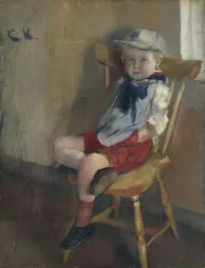 Baseball Cap Prints: A little Boy on a Chair, 1888, 1888. Creator: Christian Krohg
