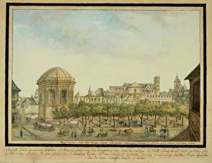 Gouache On Paper Gallery: The little court in Mainz with the Sebastian chapel and the ruin of the Jesuit Church, 1824