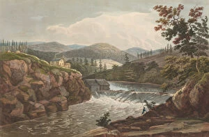 Aquatint Printed In Color With Hand Coloring Gallery: Little Falls at Luzerne (No. 1 of The Hudson River Portfolio), 1822-23