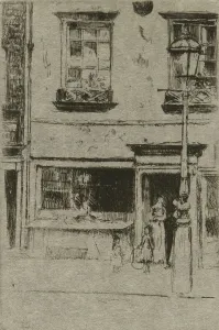 Fishmongers Prints: The Little Fish Shop, Chelsea Embankment, 1888-89. Creator: Theodore Roussel