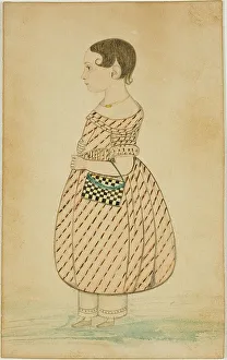 Little Girl with Checkered Purse in Profile to the Left, n.d. Creator: Unknown