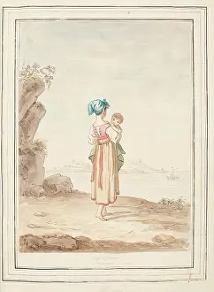 1776 Prints: Little Girl and Child Procida, leaf from A Collection of Dresses by David Allan Mostly