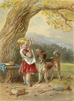 Portraitprints And Drawings Collection: Little Girl and Dog, n.d. Creator: Hablot Knight Browne