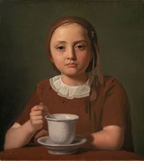 Little Girl, Elise Kobke, with a Cup in front of her, 1850