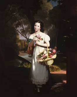 Wild Flower Prints: Little Girl with Flowers (Amelia Palmer), ca. 1830. Creator: Charles Cromwell Ingham