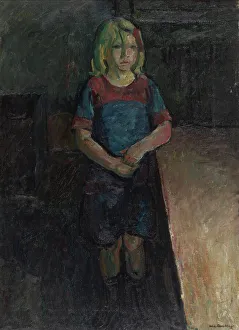 Lonnberg William Prints: A little girl leaning on a table, 1919. Creator: William Lonnberg