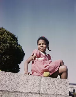 Little girl in a park near Union Station, Washington, D.C., ca. 1943. Creator: Unknown