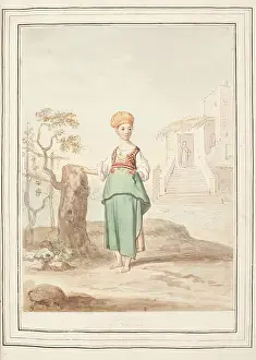 1776 Prints: Little Girl of Procida, leaf from A Collection of Dresses by David Allan Mostly from Nature