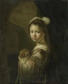 Flinck Prints: A Little Girl with a Puppy in Her Arms, 1635-1639. Creator: Flinck, Govaert (1615-1660)