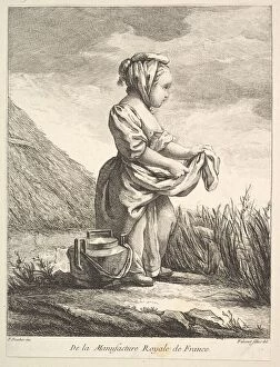 Cute Gallery: Little girl with a vessel by her feet, from Premier Livre de Figures d aprè