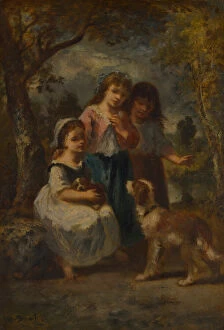 Narcisse De La Pena Collection: Three Little Girls, c. 1870. Creator: Narcisse Virgile Diaz de la Pena