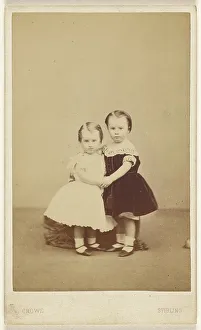 Card Photograph Prints: Two little girls embracing, 1865-1875. Creator: A. Crowe