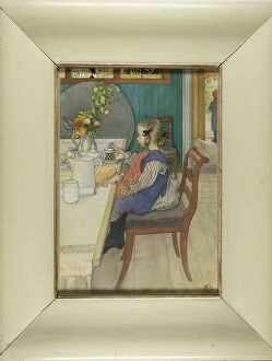 Watercolour On Paper Gallery: Little Lie-A-Beds Sad Breakfast, 1900. Creator: Carl Olof Larsson
