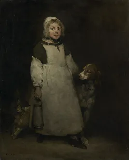 Oil On Fabric Prints: The Little Milkmaid, c. 1865. Creator: Theodule Ribot (French, 1823-1891)
