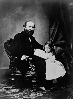 Garfield James A Prints: Little Mollie Garfield & her father