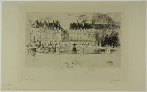 Tuileries Prints: Little Pond at the Tuileries, 1901. Creator: Gustave Leheutre