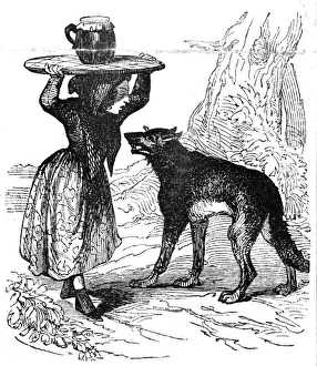 Philipon Prints: Little Red Riding Hood and the Wolf, 1842. Creator: Unknown