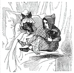 Cake Prints: Little Red Riding Hood and the wolf disguised as her grandmother, 1842. Creator: Unknown